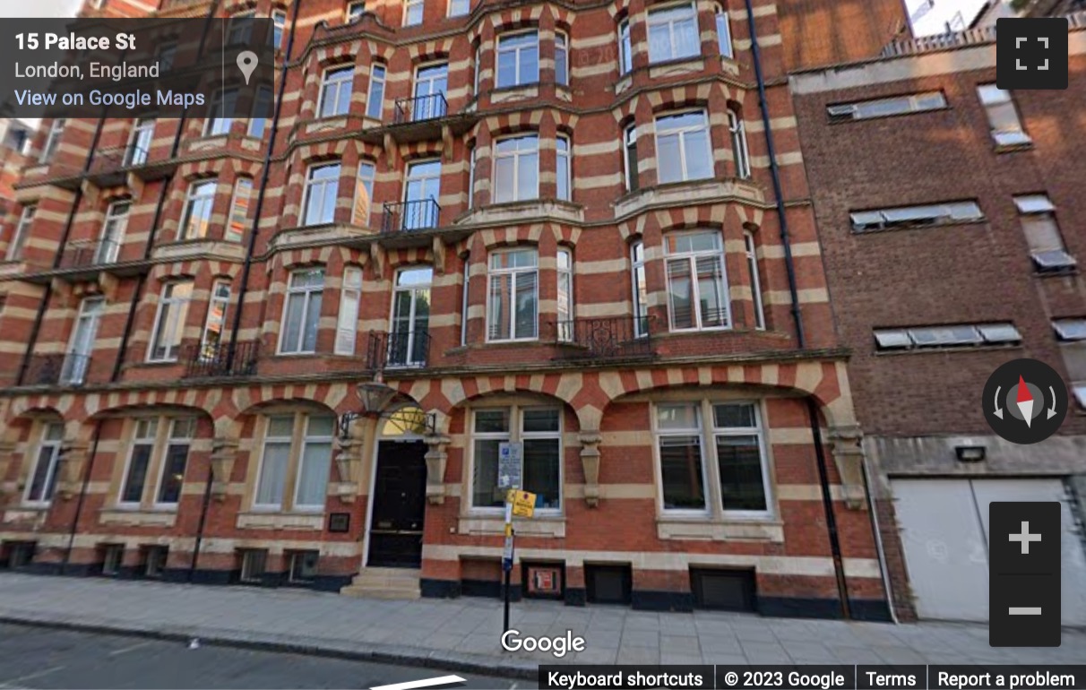 Street View image of Audley House, 13 Palace Street, Central London, SW1E, UK