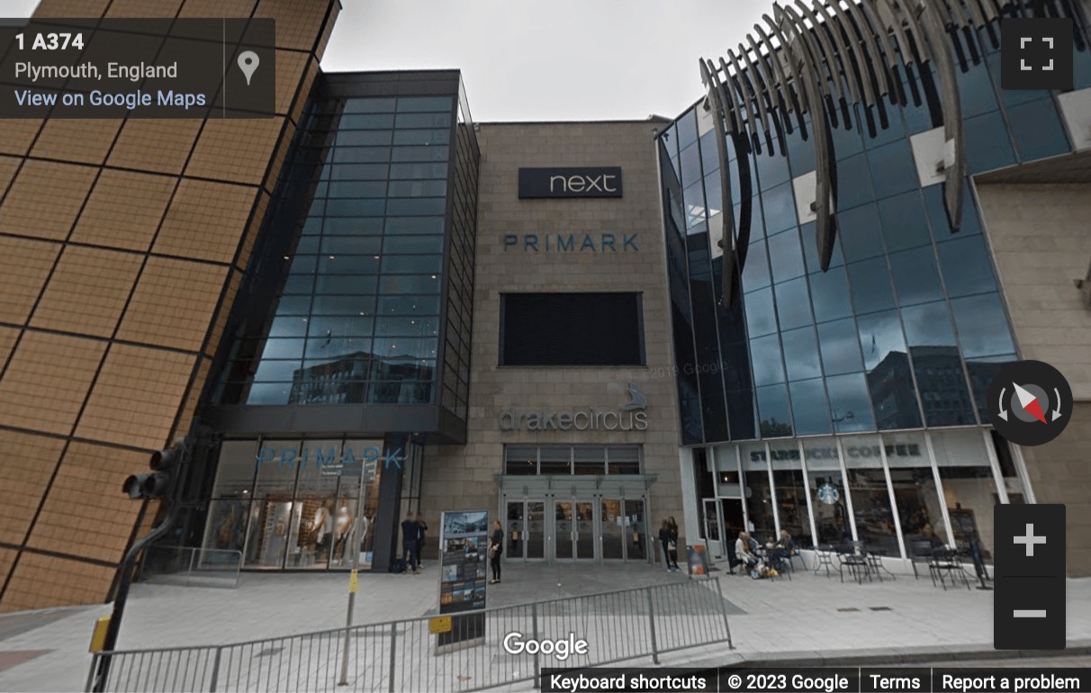 Street View image of Unit MSU9A, 1 Charles Street, Drake Circus, Regus Express, Plymouth