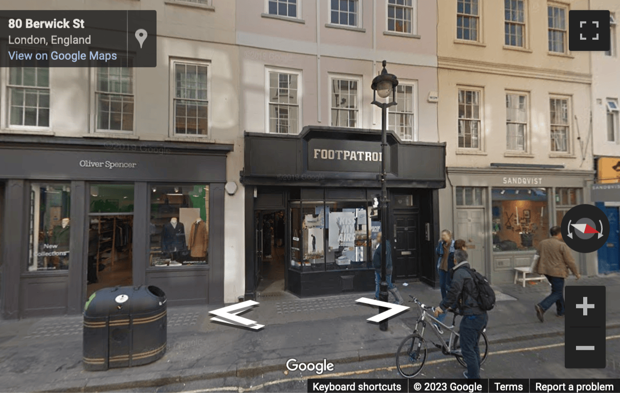 Street View image of 80 Berwick Street, Central London, W1F, UK