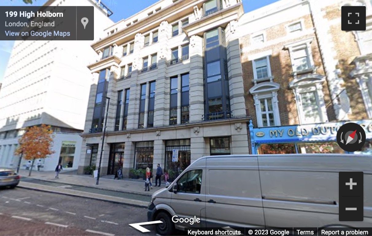 Street View image of Hogarth House, 136 High Holborn, Central London, WC1V, UK