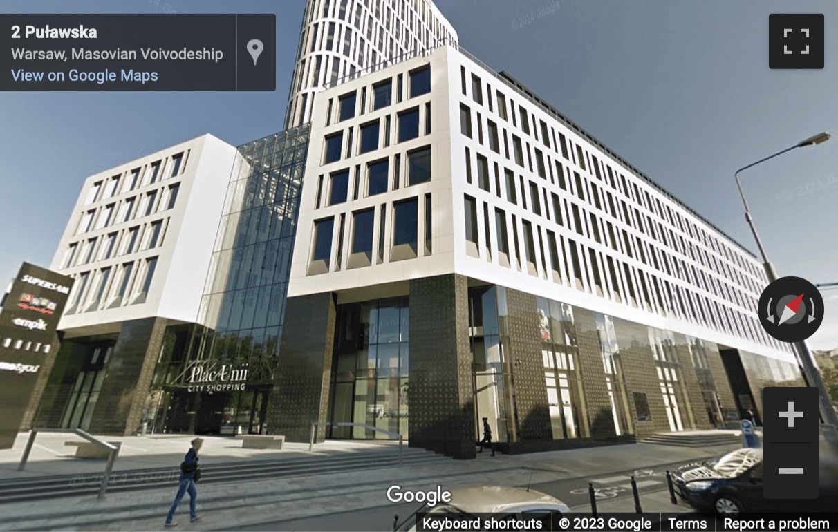 Street View image of Plac Unii, Puławska 2 Street, Building B, Warsaw