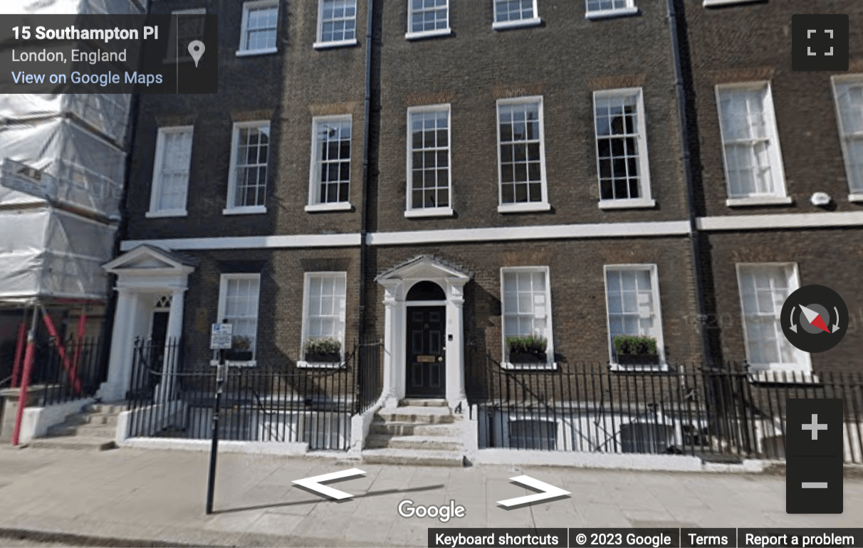 Street View image of 14-15 Southampton Place, Holborn, London, London Borough of Camden