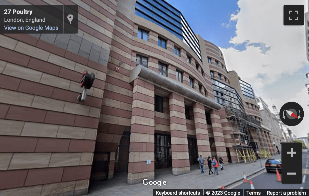 Street View image of 1 Poultry, London, City of London