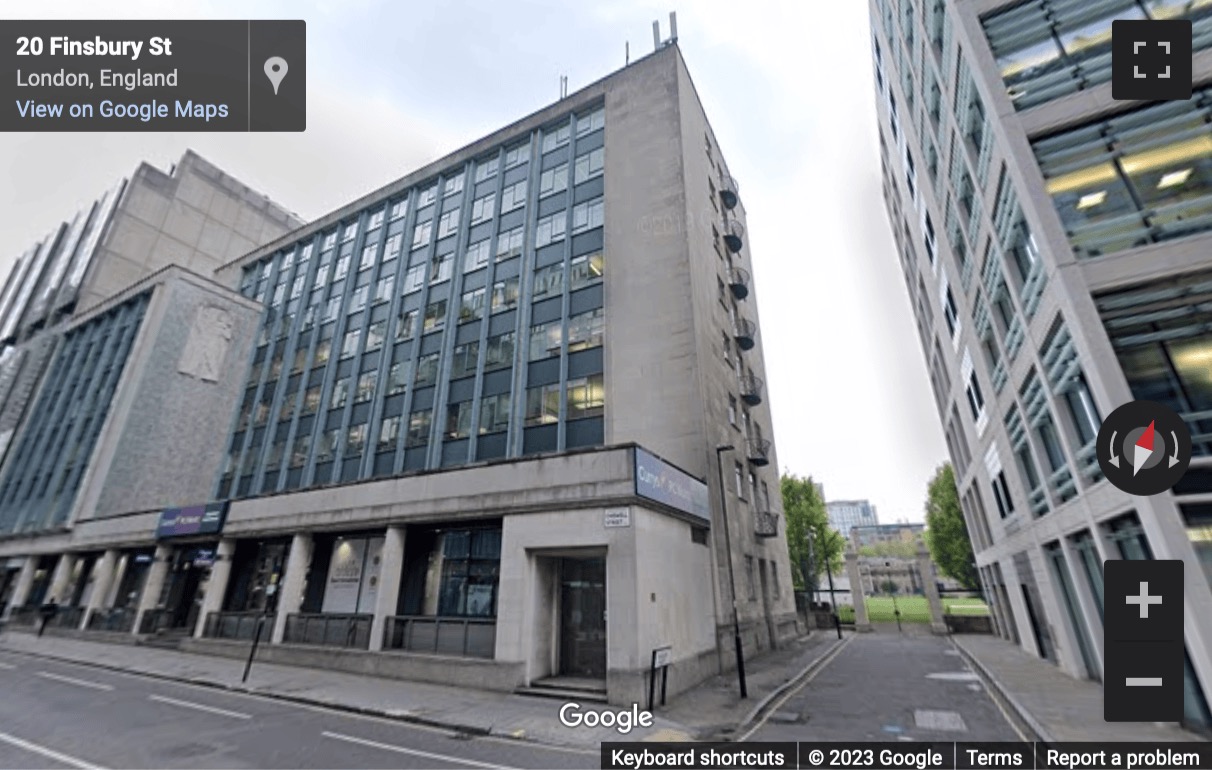 Street View image of 20 Chiswell Street, London, Islington