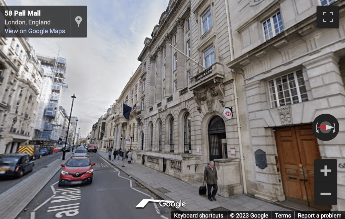 Street View image of 70 Pall Mall, Westminster