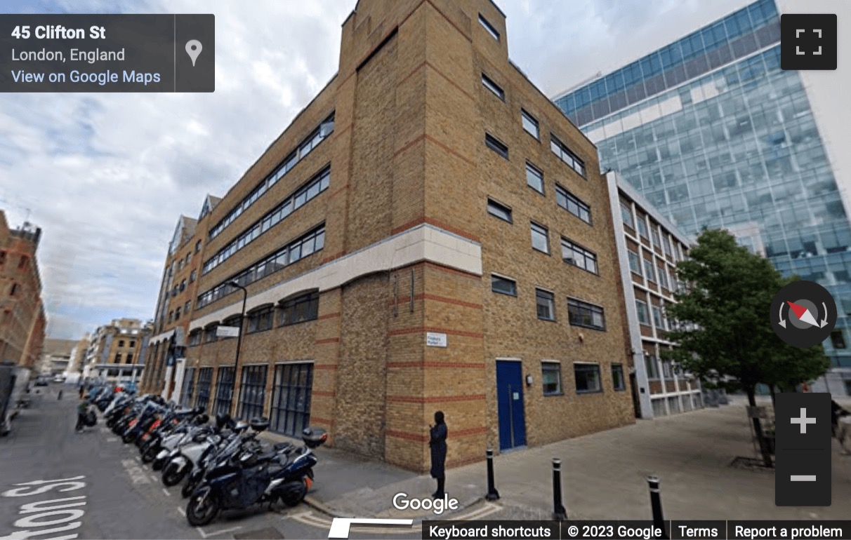 Street View image of 1 Finsbury Market, Hackney (EC2A)