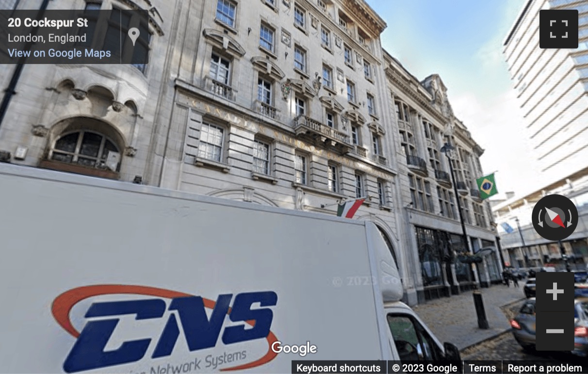 Street View image of 17-19 Cockspur Street, London, City of Westminster