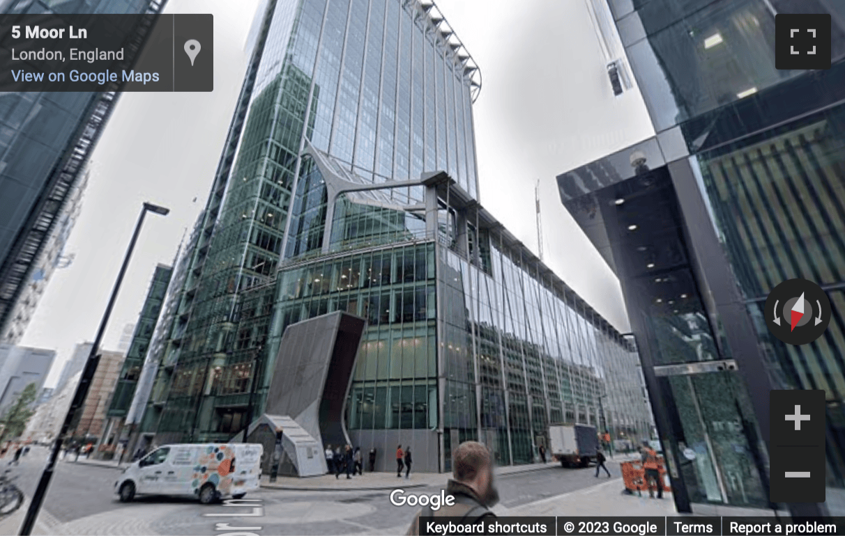 Street View image of 1 Ropemaker St, London, United Kingdom