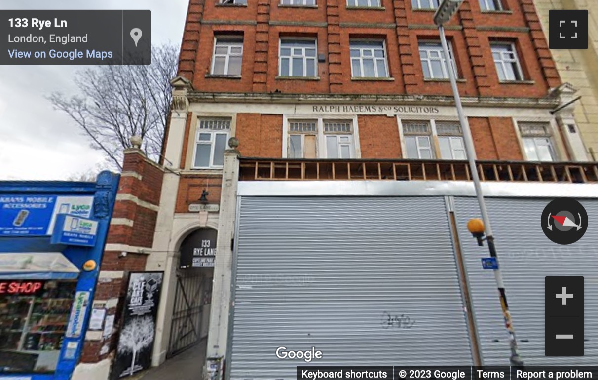 Street View image of 133a Rye Lane, Peckham