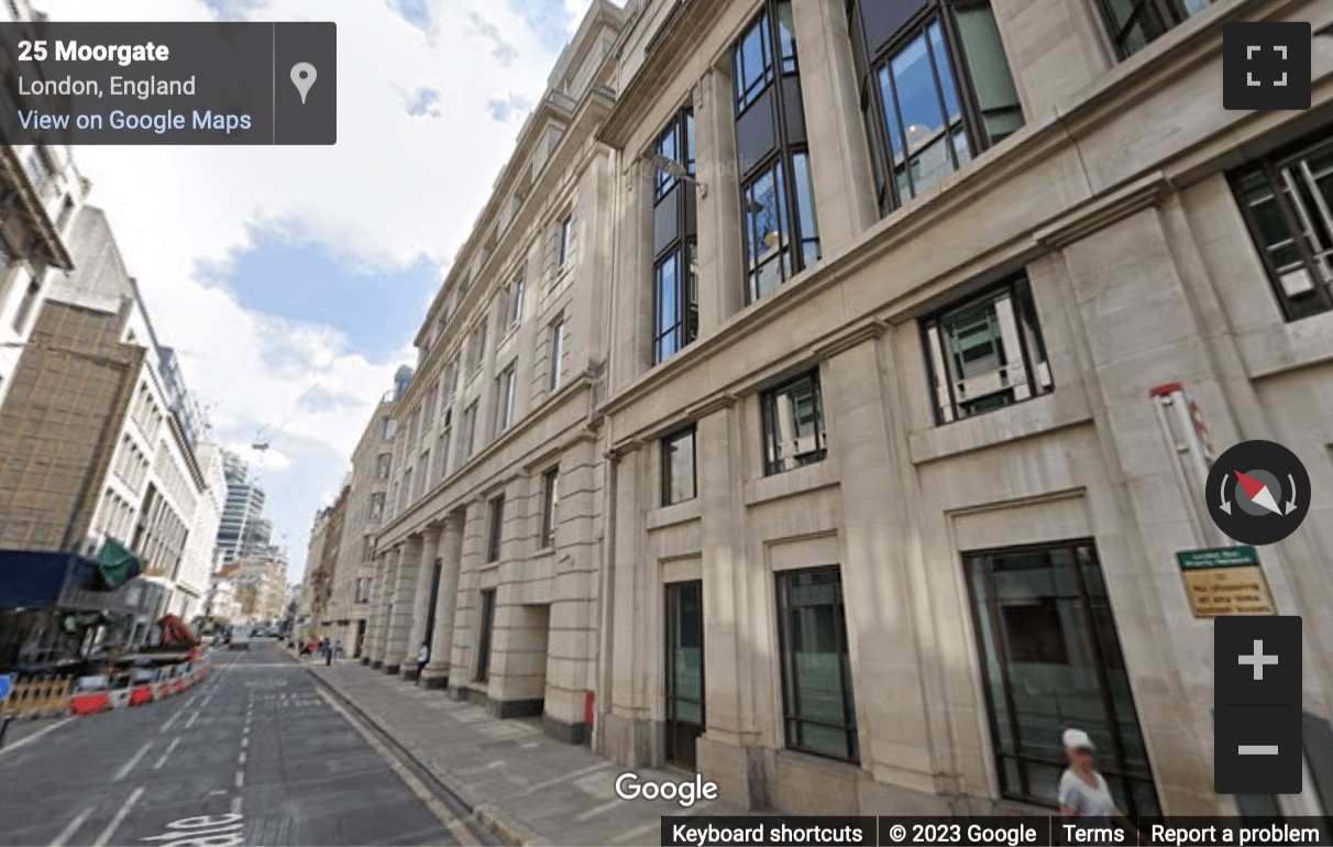 Street View image of 12 Moorgate, London, EC2R