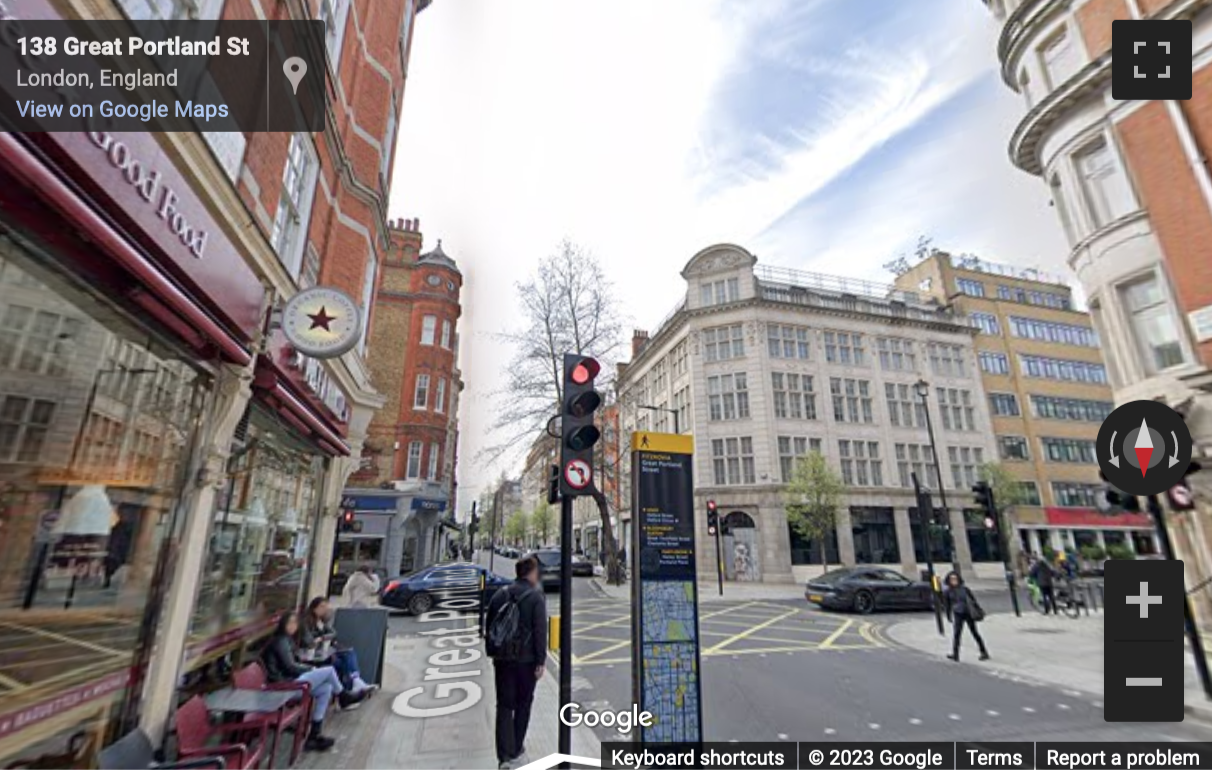 Street View image of 4th Floor, 121 Great Portland Street, London, City of Westminster