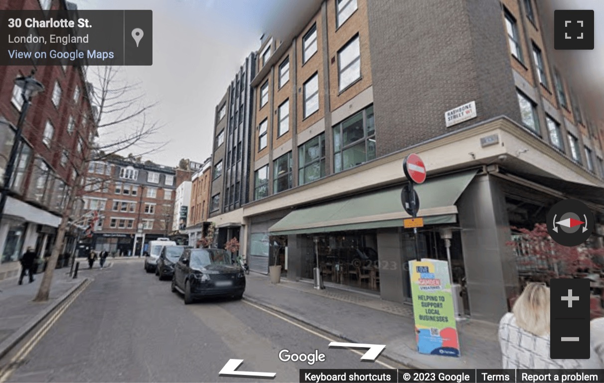 Street View image of 33 Charlotte St, Fitzrovia, London