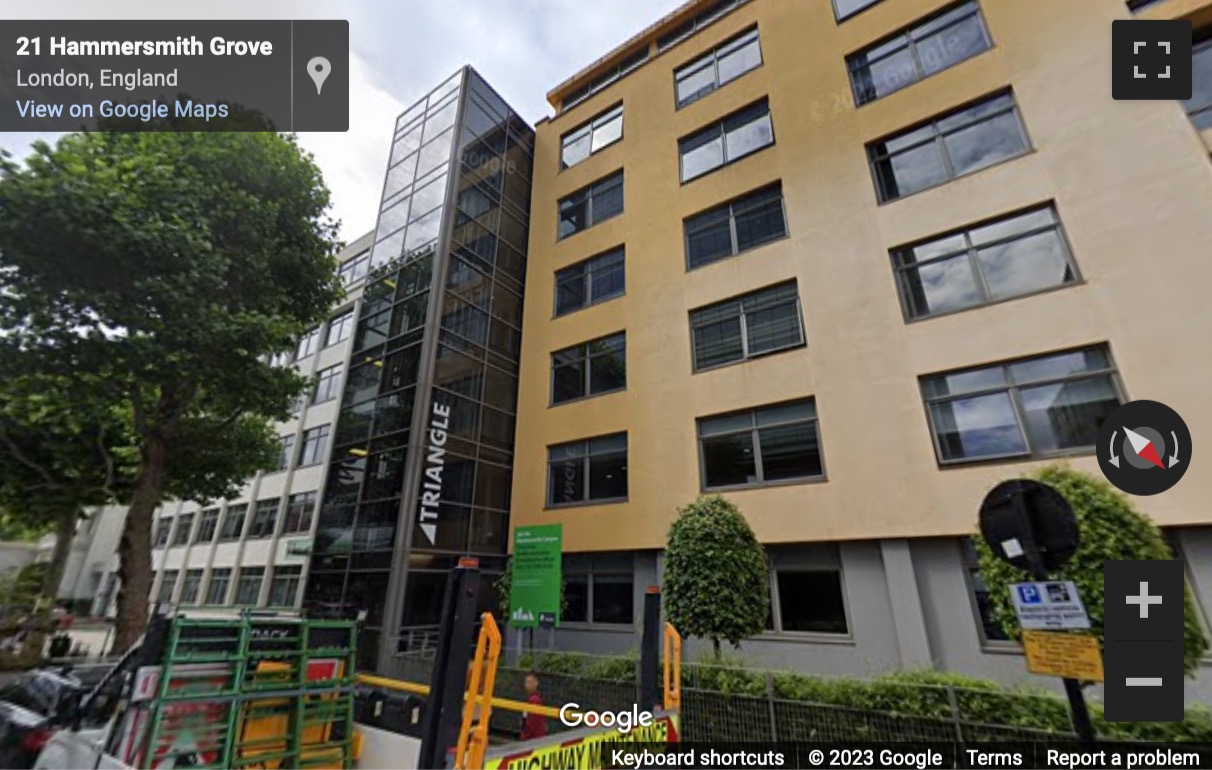 Street View image of The Triangle, Hammersmith Grove, Hammersmith, London, London Borough of Hammersmith and Fulham