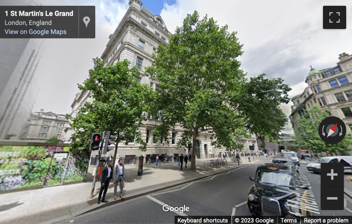 Street View image of 1 St Martins Le Grand, London, Sutton
