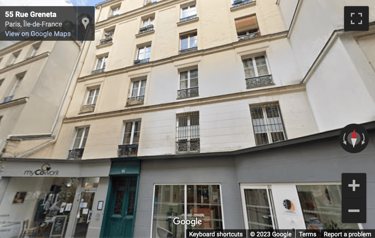 Street View image of 54 rue Greneta, Paris