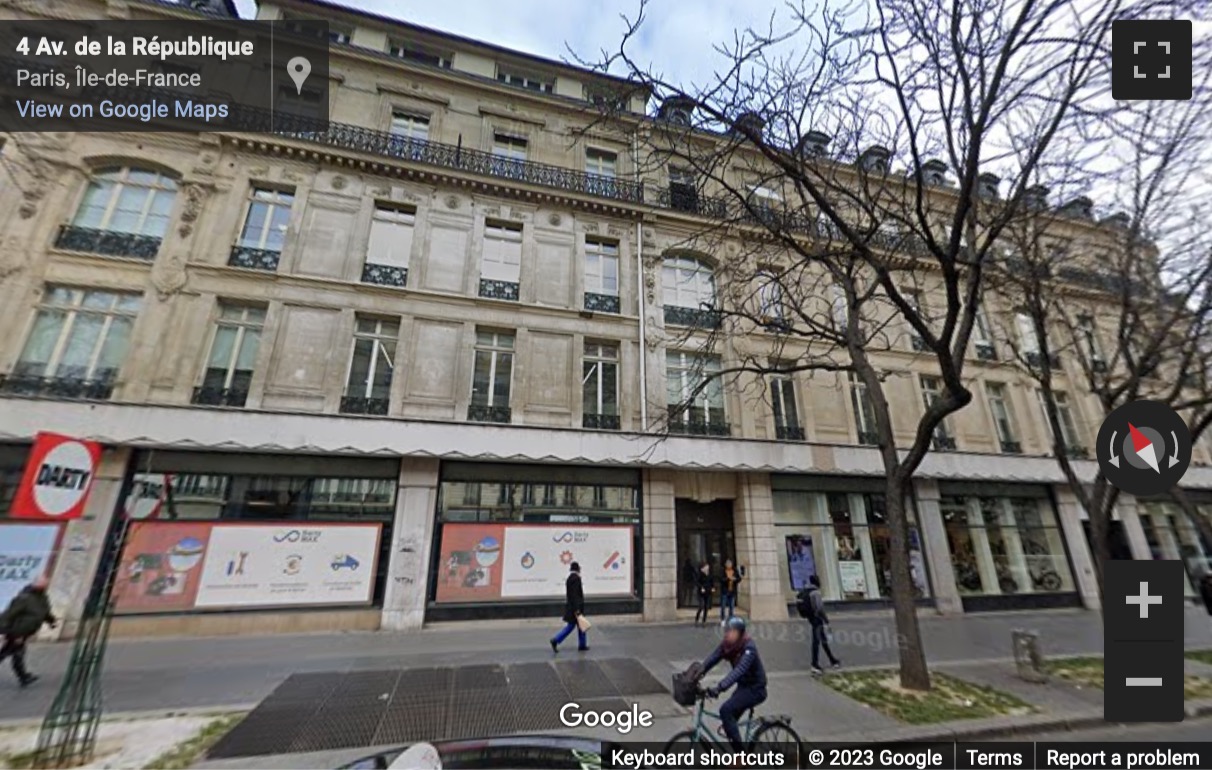 Street View image of 1 Avenue de la Republique, Paris