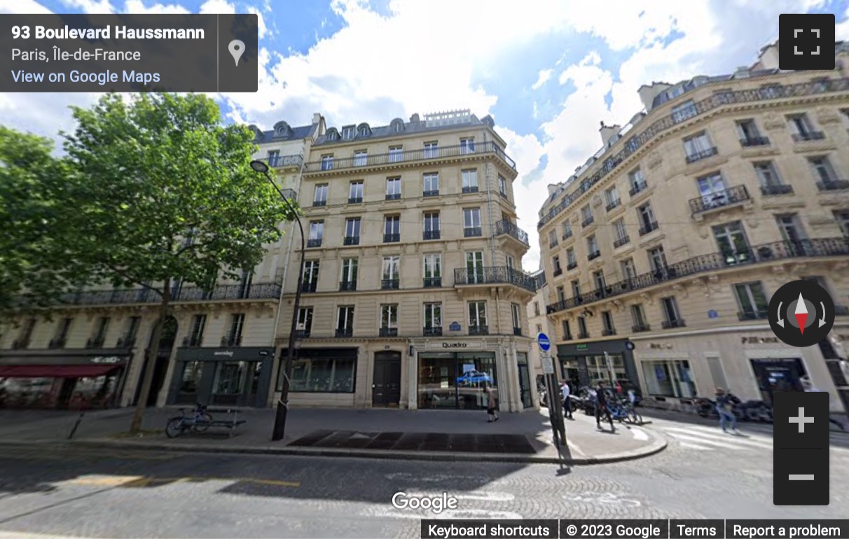 Street View image of 93 boulevard Haussman, Paris