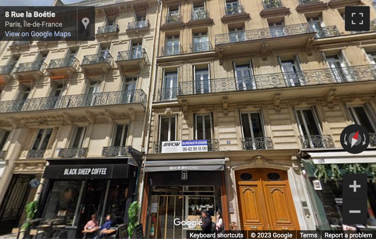 Street View image of 8 rue de la Boétie, Saint Augustine Offices, Paris