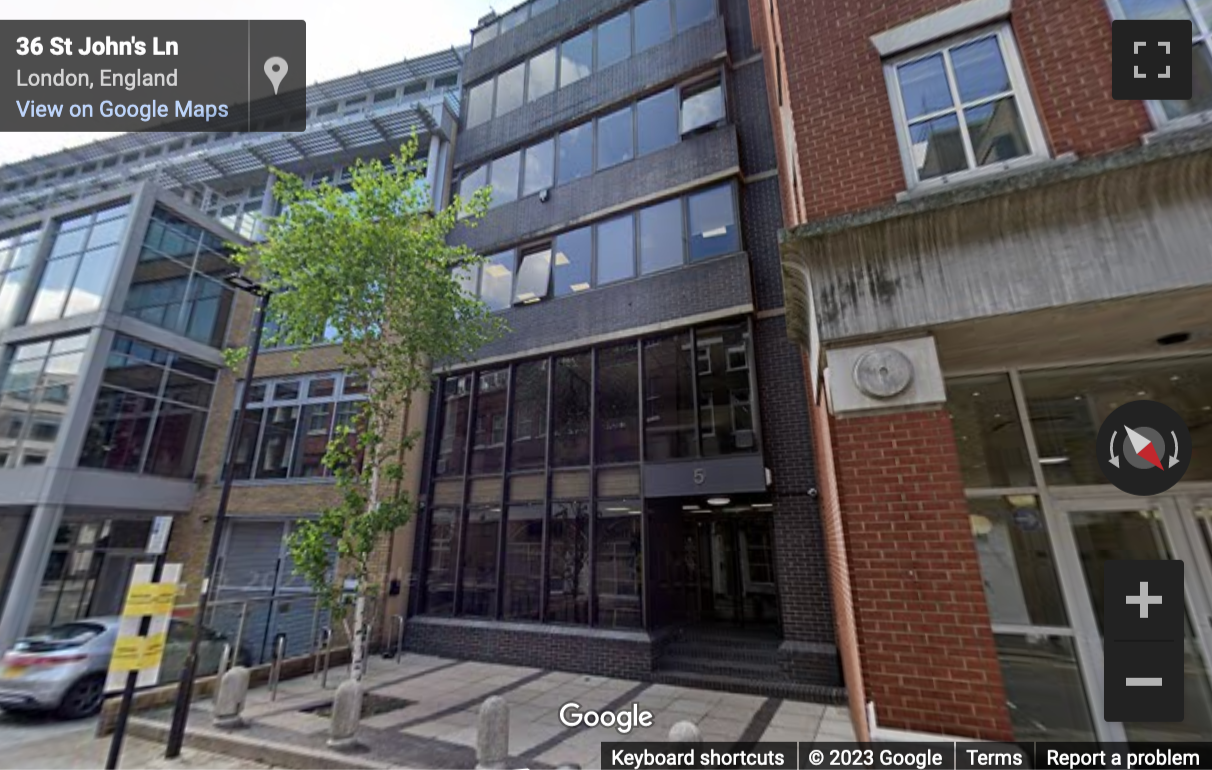 Street View image of 5 St John’s Lane, Central London, EC1M, UK