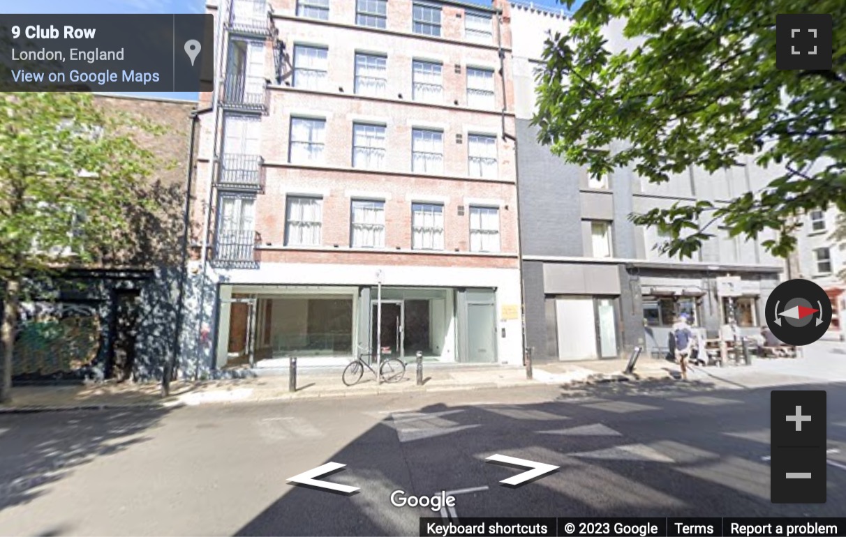 Street View image of 2 Club Row, Shoreditch, Hackney