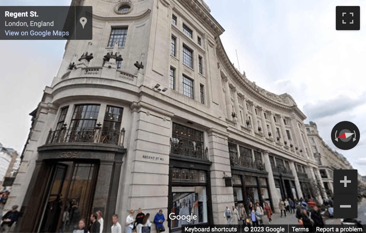 Street View image of 222 Regent Street, Central London