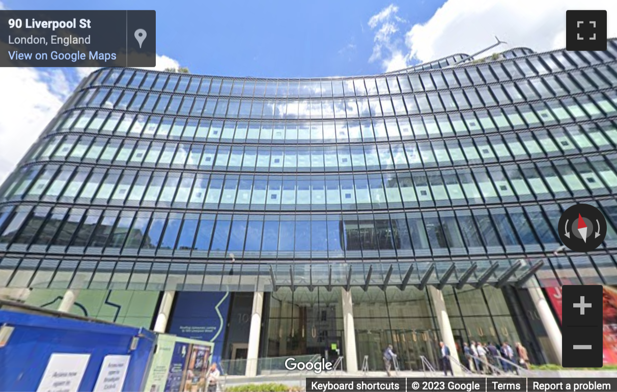 Street View image of 100 Liverpool Street, Broadgate, London, City of London