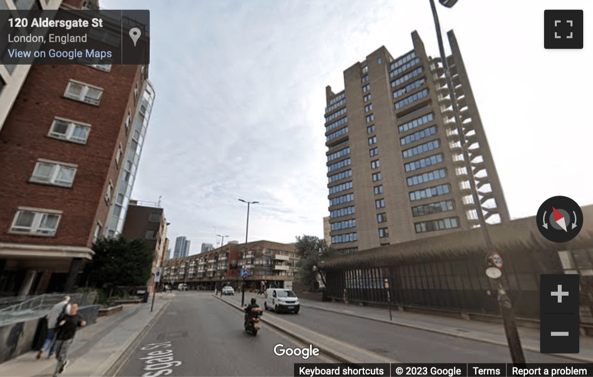 Street View image of 120 Aldersgate Street, Barbican, London