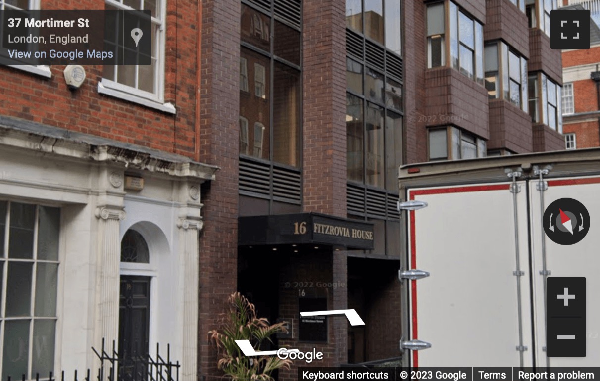 Street View image of Fitzrovia House, 16 Mortimer Street, London, London Central