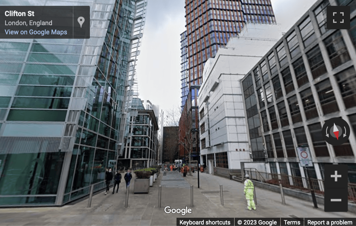 Street View image of 4 Crown Place, Central London, EC2A