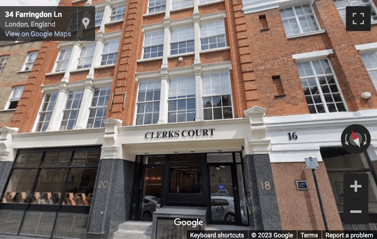 Street View image of Clerk’s Court, 18-20 Farringdon Lane, London