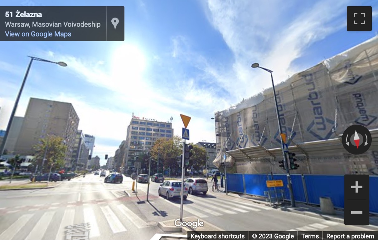 Street View image of Ulica Żelazna 51/53, Building 19, Warsaw