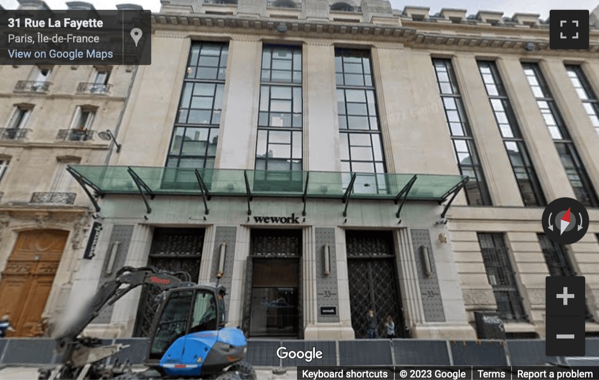 Street View image of 20 bis rue La Fayette, Paris, France