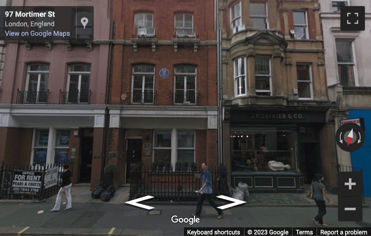 Street View image of 97 Mortimer Street, London, London Central