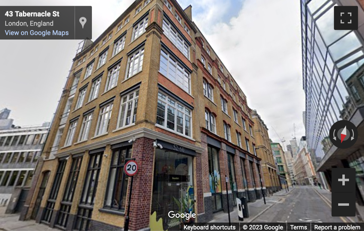 Street View image of 52 Tabernacle Street, London