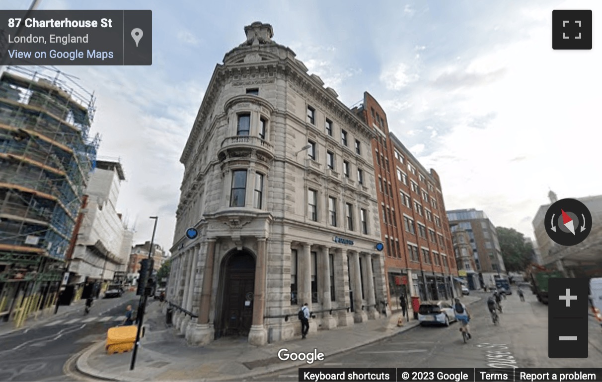 Street View image of 89 Charterhouse Street, 4th and 5th Floor, London