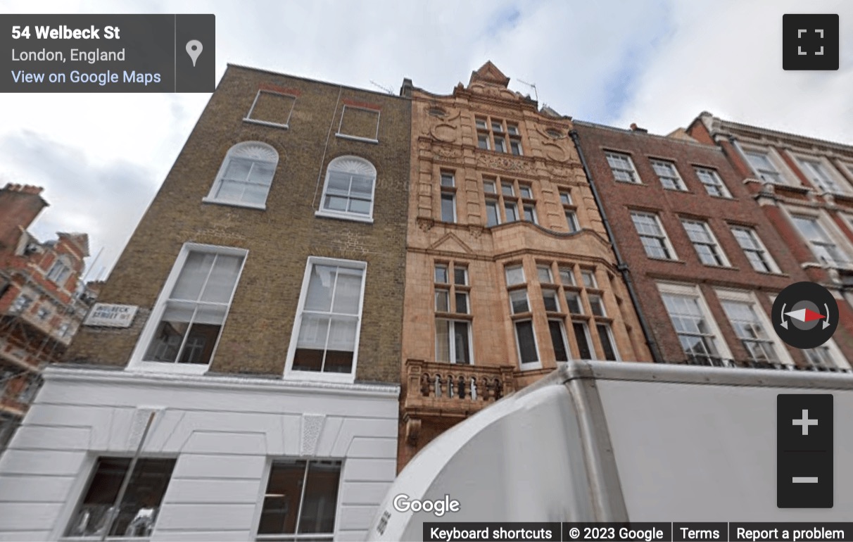 Street View image of 54 Welbeck Street, London