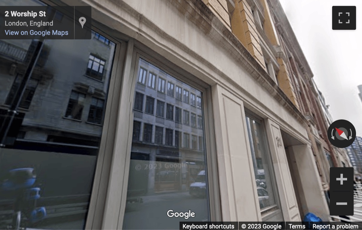 Street View image of 25 Worship Street, London, Greater London