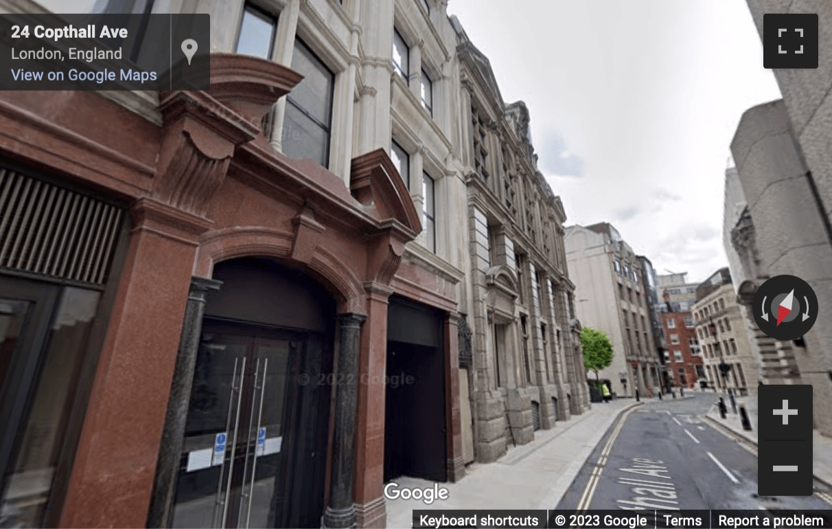 Street View image of 14-18 Copthall Avenue, Ground, 1st-7th Floor, Copthall House, London