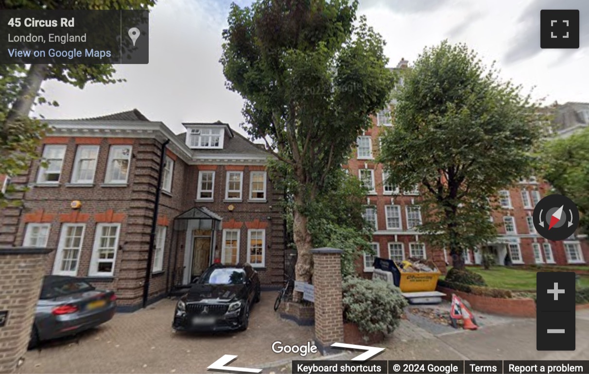 Street View image of 45 Circus Road, Central London, NW8, UK