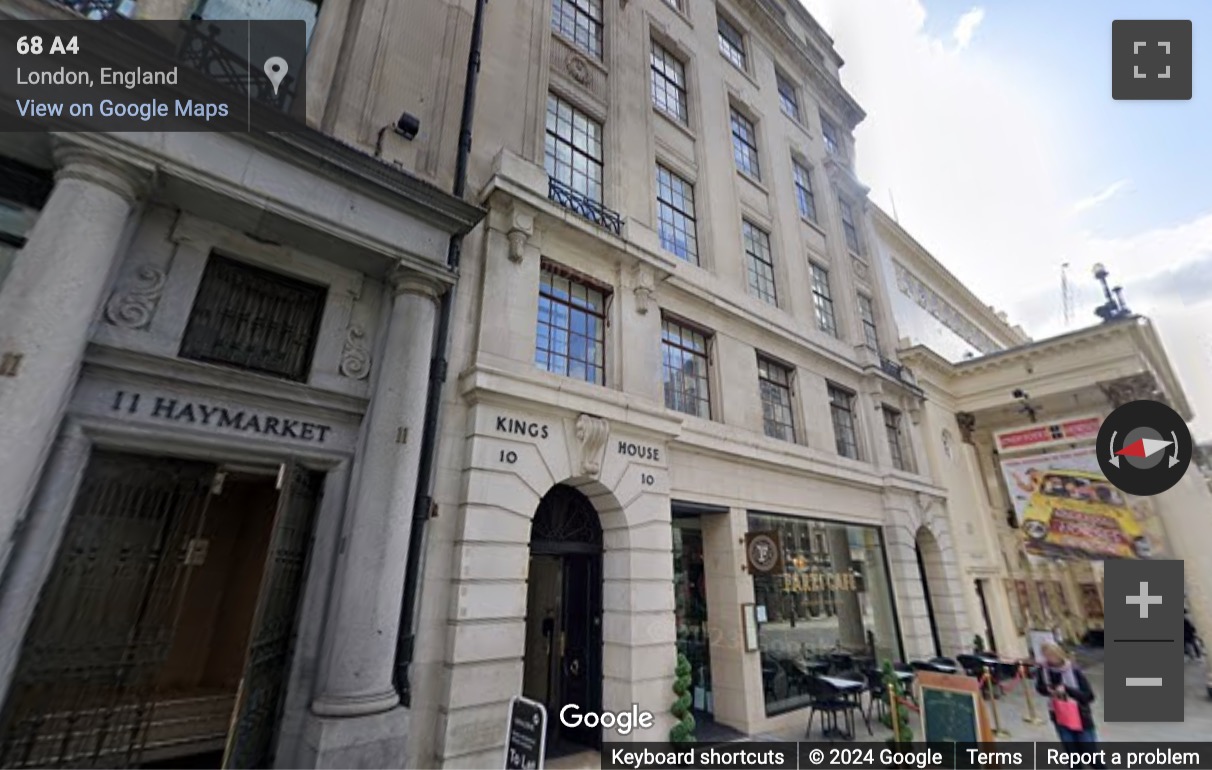 Street View image of 10 Haymarket, Kings House, Central London, SW1Y