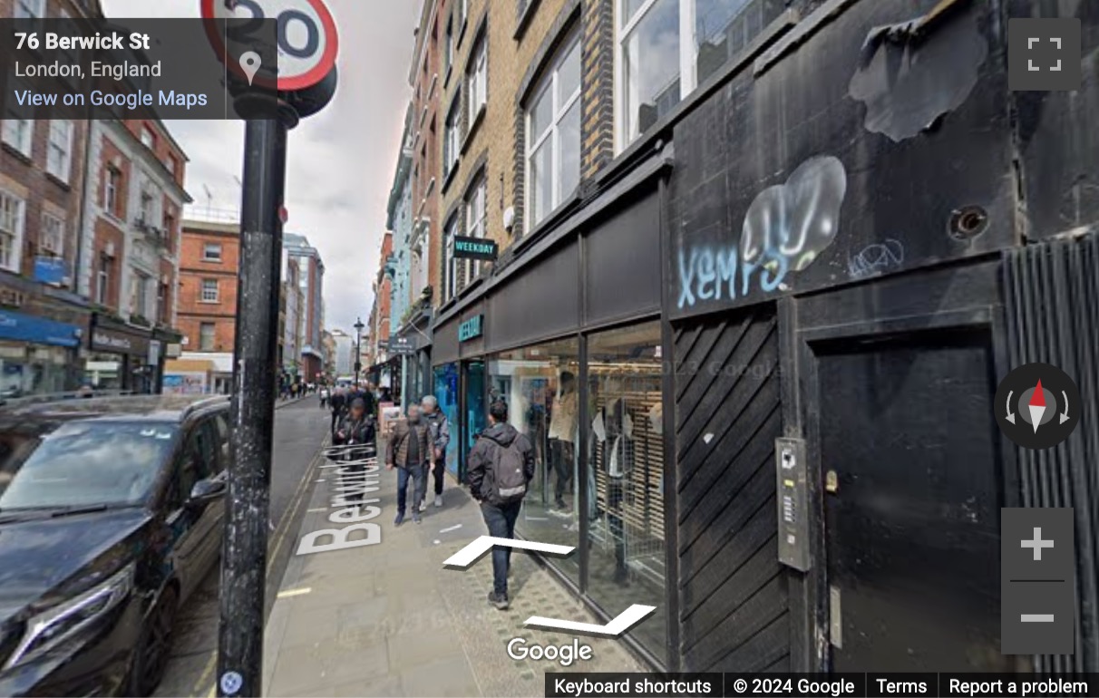 Street View image of 34 – 35 Berwick Street, Central London, W1F, UK