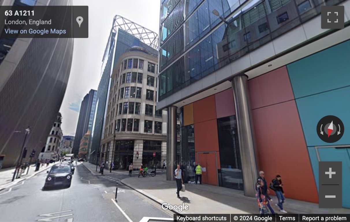 Street View image of 70 St Mary Axe, Floor 2, 3 & 4, Central London, EC3A, UK