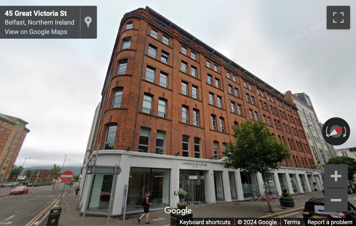 Street View image of 27-45 Great Victoria Street, 3rd Floor, Belfast, Northern Ireland