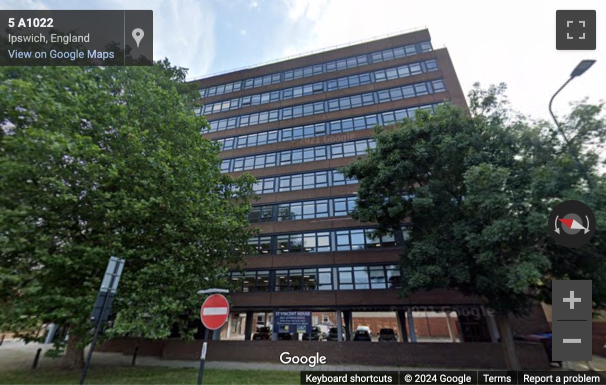 Street View image of St. Vincent House, 1 Cutler Street, Ipswich, Suffolk