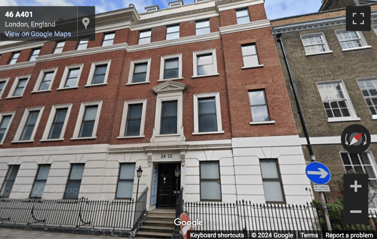 Street View image of 24-28 Bloomsbury Way, Central London, WC1A, UK