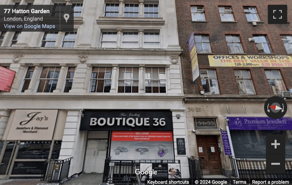 Street View image of 34-35 Hatton Garden, Central London, EC1N