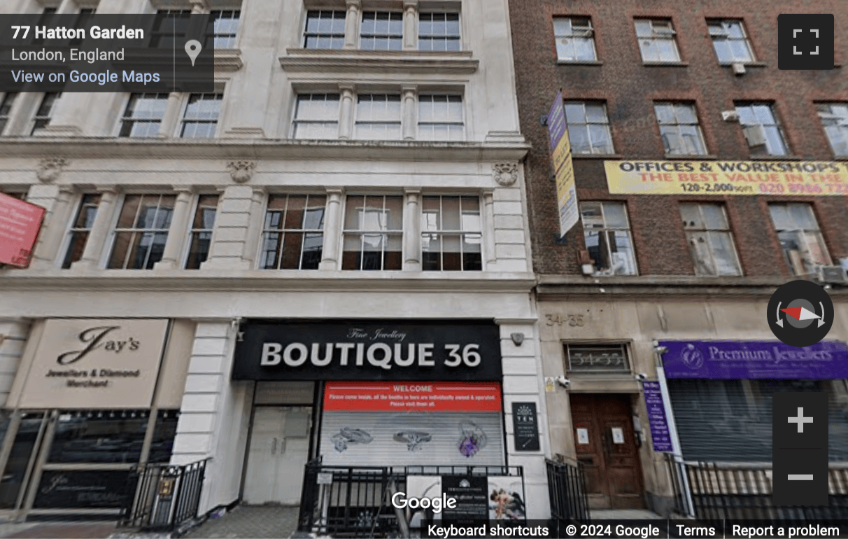 Street View image of 34-35 Hatton Garden, Central London, EC1N