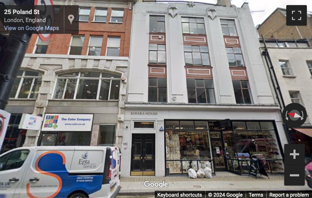 Street View image of 25 Poland Street, Central London, W1F