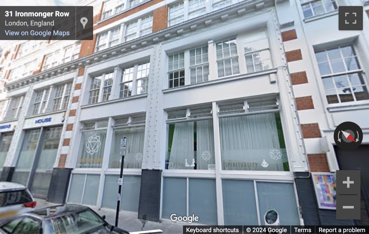 Street View image of 19-23 Ironmonger Row, Overseas House, Central London, EC1V, UK