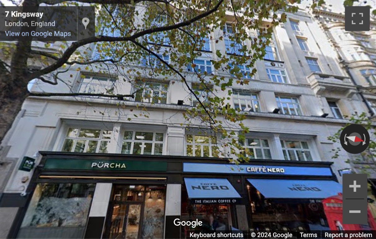 Street View image of 9 Kingsway, Central London, WC2B, UK